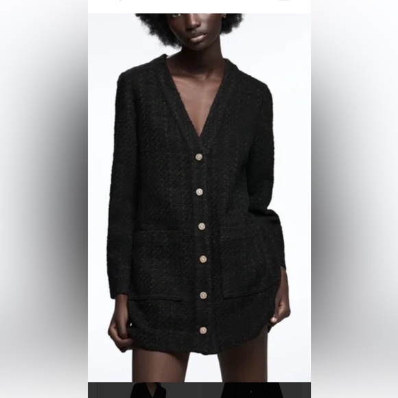 Zara tweeted mini dress in black - Picture 6 of 6